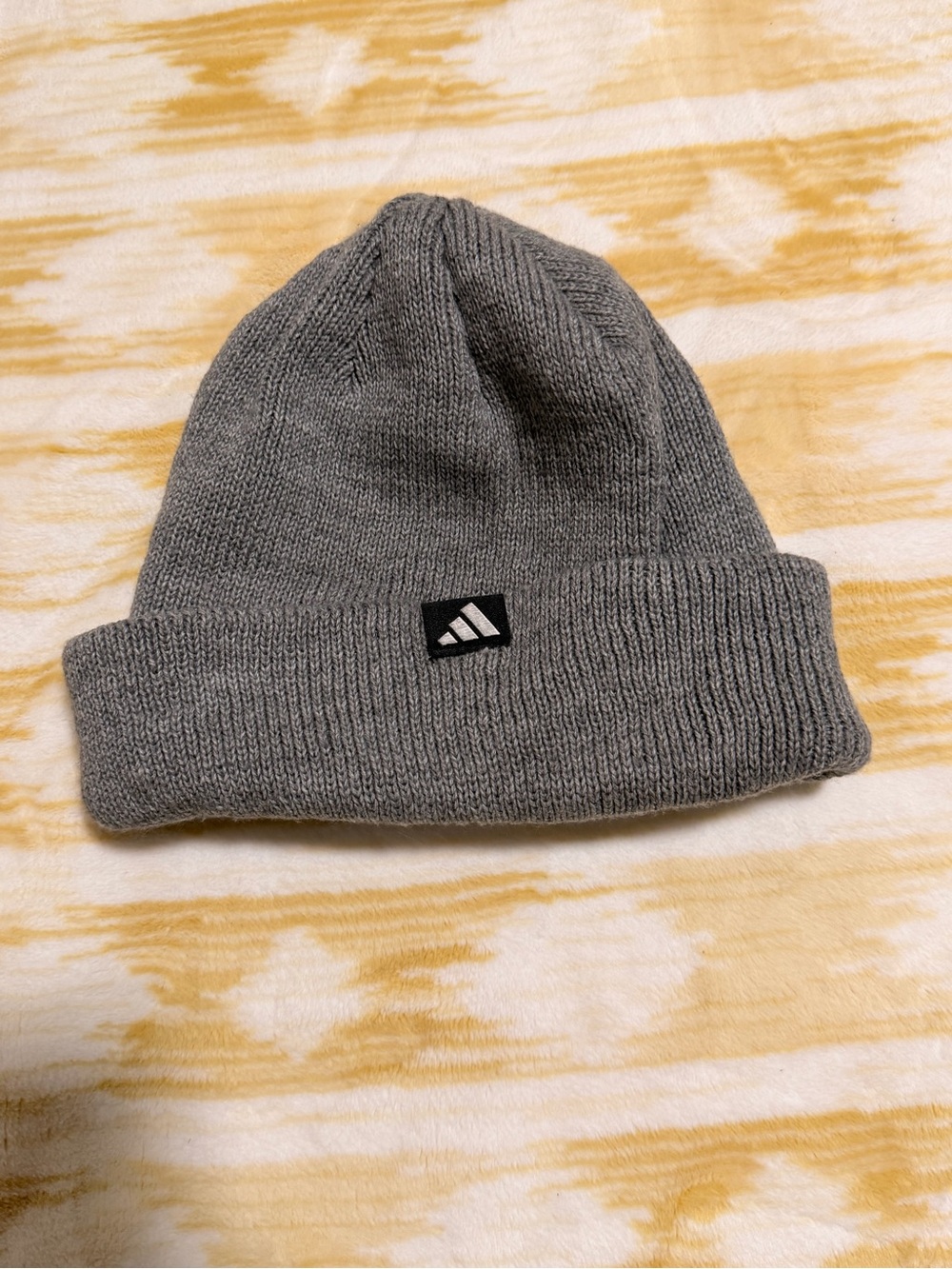 Adidas Unisex Grey Rib Knit Cuffed Beanie, Double layer for Warmth